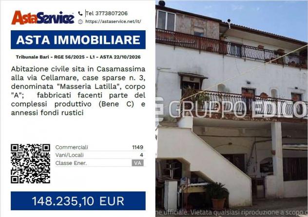 Tribunale Bari - RGE 56/2025 - L1 - Tribunale Bari - RGE 56/2025 - L1 - ASTA 22/10/2026