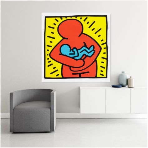 Quadro Pop Art dipinto a mano di Keith Haring