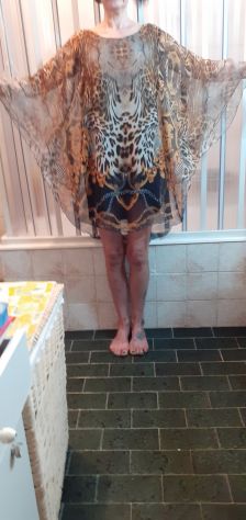 Vestito Caftano leggero trasparente motivi esotici - sottovestito elasticizzato - Foto 2