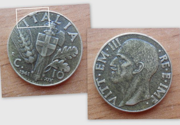 MONETA DA 10 CENTESIMI IMPERO DEL 1941 REGNO D'ITALIA - CON DIFETTO DI CONIO -
