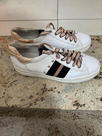Sneakers NeroGiardini donna bianche e oro rosa – Made in Italy – N. 39 - Foto 5