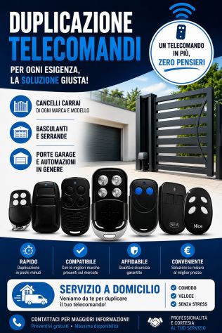 TELECOMANDI CANCELLI, BOX E GARAGE – DUPLICAZIONE A DOMICILIO