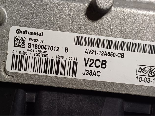 AV21-12A650-CB V2CB CENTRALINA MOTORE FORD FIESTA 6 1.2 60KW S180047012B EMS2102 - Foto 6