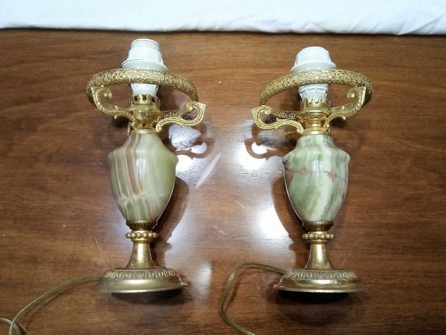 2 LAMPADE da COMODINO o tavolo in ONICE degli ANNI '60 vintage