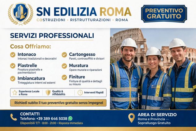 Impresa Edile Roma - Ristrutturazioni Piastrelle Intonaco Cartongesso - Preventi - Foto 5