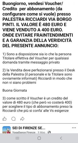 Abbonamento palestra Ricciardi Firenze_prezzo da contrattare