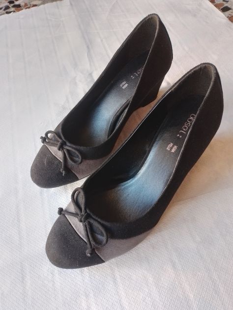 Scarpe donna in vera pelle, taglia 38, nero-grigio