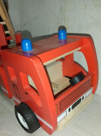 GIOCATTOLO LEGNO DI FABBRICAZIONE TEDESCA CAMIOM POMPIERI - Foto 2