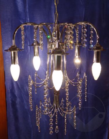 LAMPADARIO 5 bracci con pendagli in cristallo - Foto 3