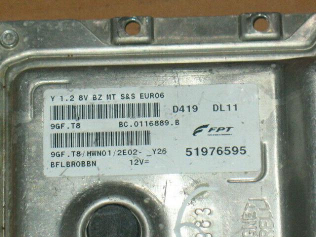 51976595 9GFT8 ECU YPSILON 1.2 8V BZ MT EURO6 51976595 9GF.T8 HWN01 D419 DL11 - Foto 2
