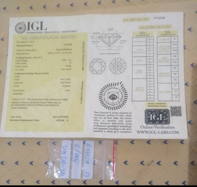 Diamante 0,53Ct G VVS1 Certificato IGL - Foto 2