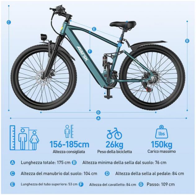 Bicicletta Elettrica Aairsk GT 900 Mountain bike 26" - Foto 8