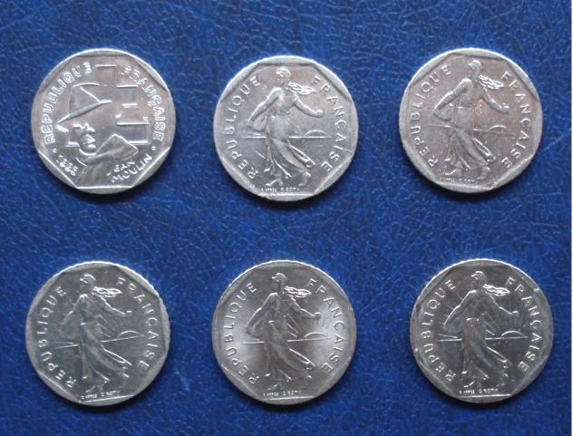 lotto 191 - Francia 2 francs 6 monete vedi foto e descrizione - Foto 2