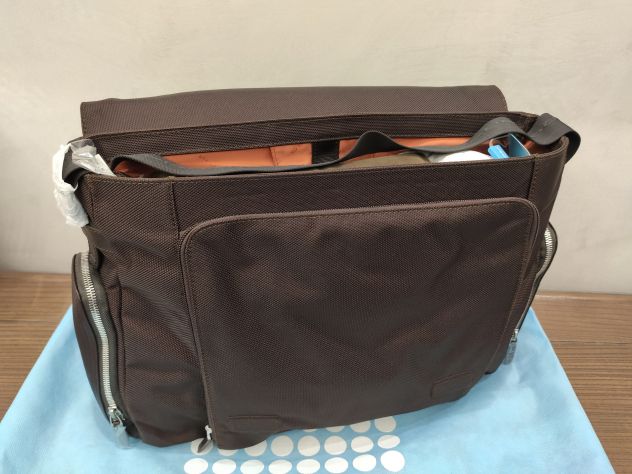 Piquadro borsa notebook Messenger in Pelle e Tessuto Marrone - Foto 4