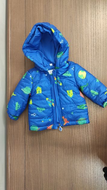 Giubbino blu con cappuccio a fantasia neonato - Foto 2