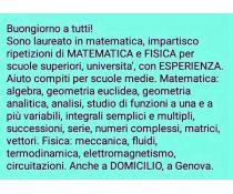 Offro lezioni private ripetizioni matematica fisica