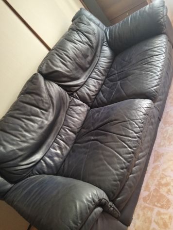 Divano tre posti pelle blu scuro - Foto 5