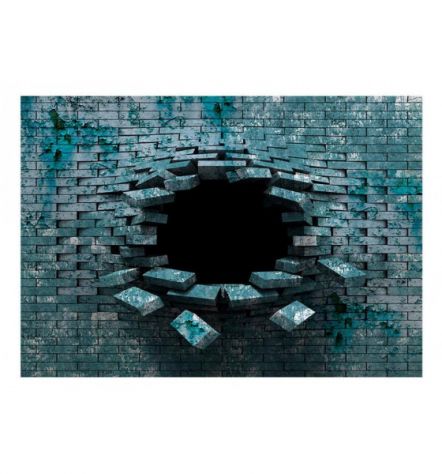 Fotomurale Adesivo Con Un Muro Blu Scuro Bucato ARREDALACASA - Foto 2