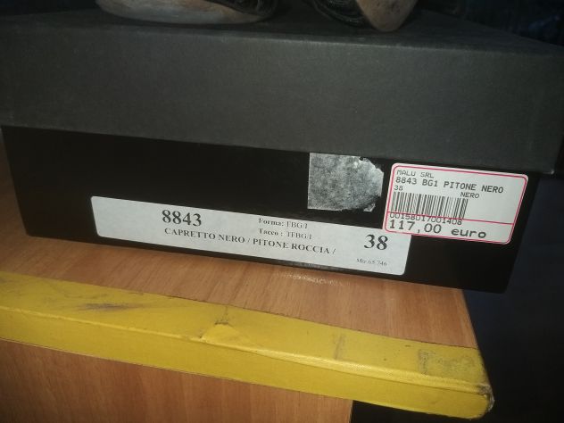 scarpe con tacco malu in pelle capretto nero e pitone grigio donna n 38. Usate - Foto 2