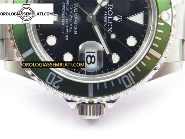 Rolex Replica SUBMARINER 16610 LV KERMIT VERDE ACCIAIO 904L 1:1 MIGLIOR EDIZIONE SU BRACCIALE SS SH3135 - Foto 8