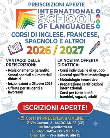 PRE-ISCRIZIONI APERTE AI CORSI DI LINGUA