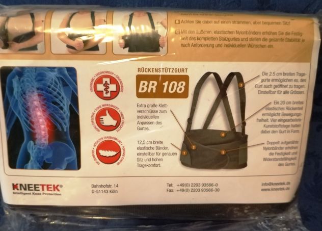 Kneetek cintura lombale di supporto schiena BR108 TG.XL 98-128 cm - Foto 5