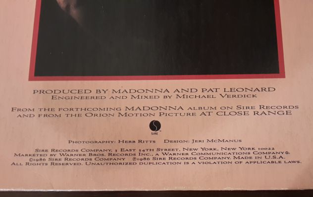 MADONNA, LIVE TO TELL, 1986 Sire Records Company, Paese: New York. - Foto 7