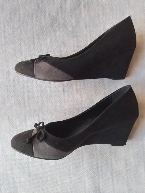 Scarpe donna in vera pelle, taglia 38, nero-grigio - Foto 4