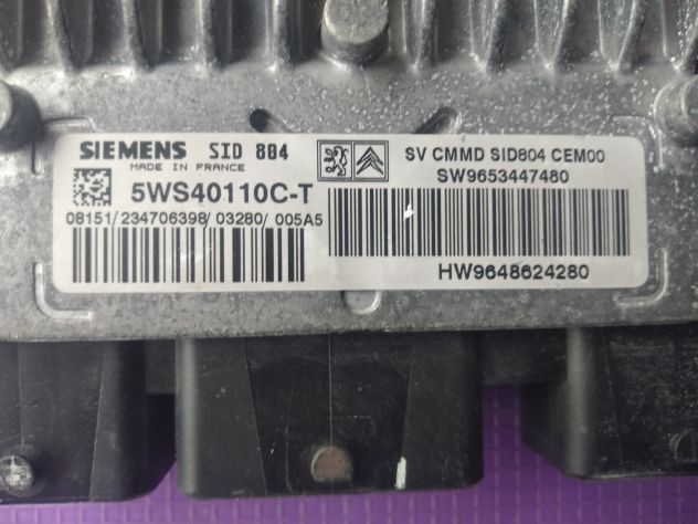 Centralina motore Citroen Peugeot Siemens 5WS40110C-T SW9653447480 SID 804 (5) - Foto 2