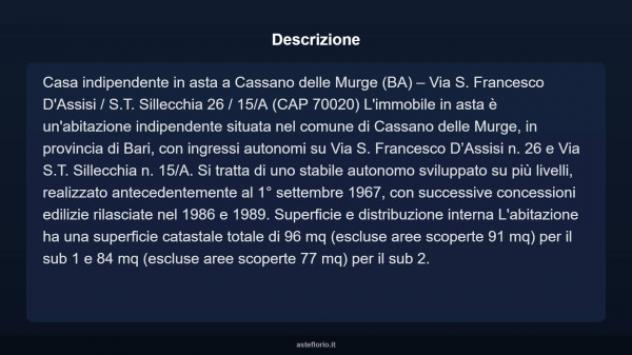 Immobile in asta di 96 m² con più di 5 locali in vendita a Cassano delle Murge - Foto 3