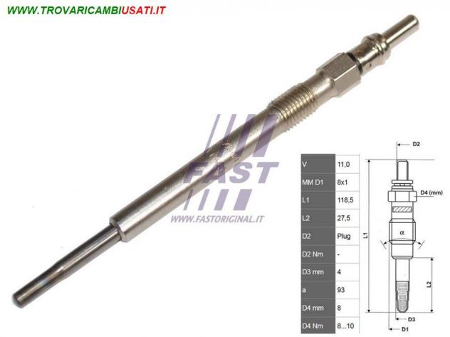 CANDELETTA PRERISCALDO FIAT DOBLO 00 FIORINO 1.3JTD FT82720