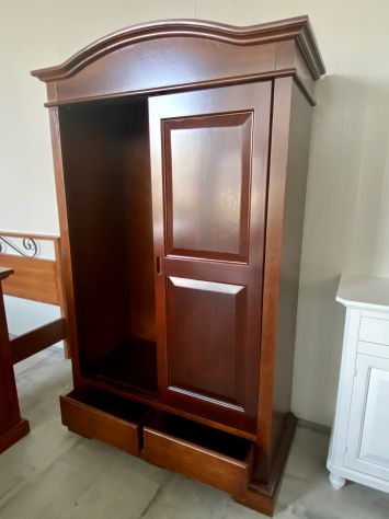 NUOVO ARMADIO DI VERO LEGNO CON 2 ANTE SCORREVOLI E 2 CASSETTI, CAPPELLO TONDO - Foto 5