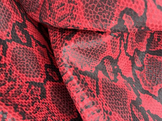 Pelle vitello stampata pitone rosso - Foto 5