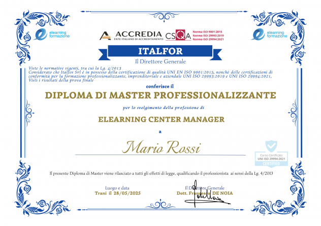 Master online per Elearning Center Manager certificato UNI ISO 29994:2021 - Foto 4