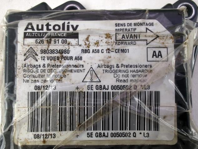 9803834980 KIT AIRBAG CITROEN C3 PICASSO 1.6 D 68KW 5P 5M (2013) RICAMBIO USATO CON PRETENSIONATORI CINTURE DI SICUREZZA, CENTRALINA AIRBAG, AIRBAG VO - Foto 7