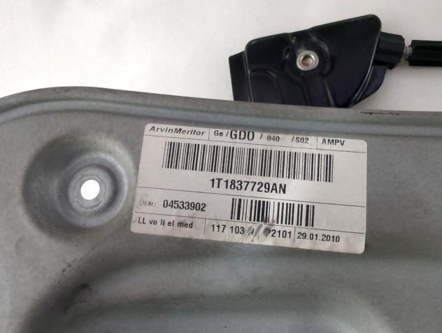 1T0959701T MOTORINO MECCANISMO ALZA-VETRO ALZA-CRISTALLO PORTA ANTERIORE SINISTRA VOLKSWAGEN TOURAN 1.9 D 77KW 6M 5P (2010) RICAMBIO USATO 1T1837461B - Foto 7