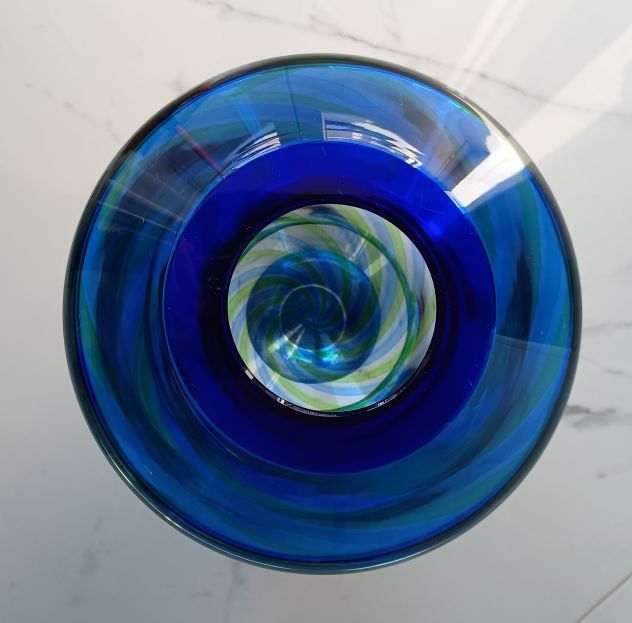 VASO SALVIATI IN VETRO DI MURANO BLU H 33 CM, D 23 CM - Foto 4