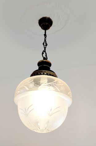 2x lampadari anni 70/80 modernariato vintage a palla in vetro a sospensione. - Foto 2