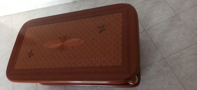 Tavolino da salotto in legno massello color noce - Foto 4