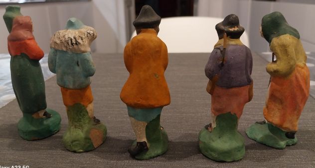 LOTTO 5 ANTICHE STATUINE PRESEPE PIEMONTESE ANNI 20-30 CM10 - Foto 8