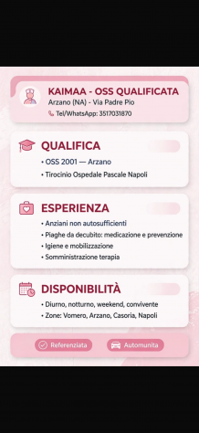 OSS Qualificata Arzano - Esperta Piaghe Decubito - Cerco Famiglia Privata Vomero