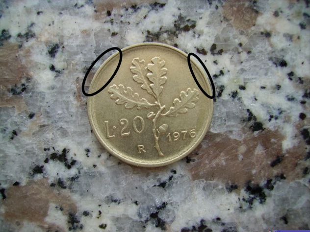 20 LIRE DEL 1976 CON DIFETTO DI CONIO - DOPPIO BORDO - - Foto 2