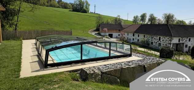 Tettoie e Coperture per Piscine, Copertura telescopica per Piscina 3,7x6,4x0,8 - Foto 9