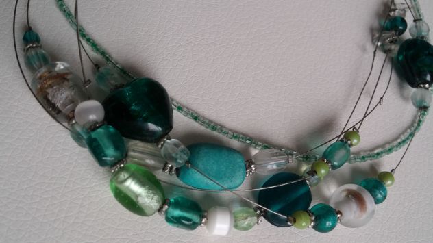 COLLANA MULTIFILO PERLE VERDI - Foto 3