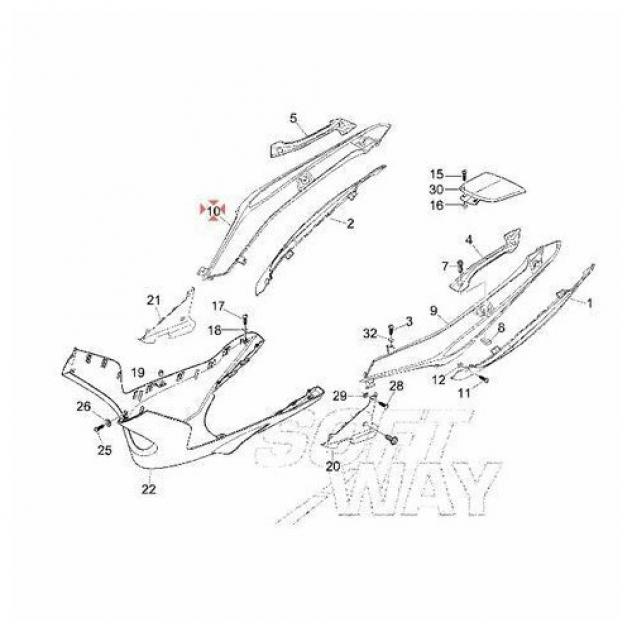Fianchetto posteriore destro Gilera Nexus 97505700ND - Foto 3