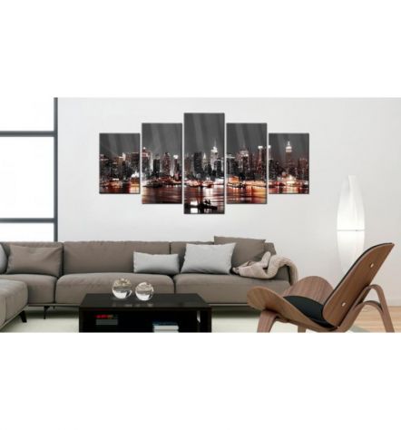 Quadro Con Vetro Acrilico New York Di Notte Cm.100x50 O 200x100 - Foto 2