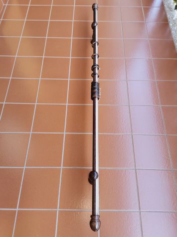 Bastone Tenda Legno Noce o Ciliegio e Bastone Tenda Metallo Tortora - Foto 2