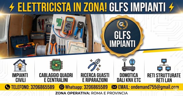 Elettricista a Roma - GLFS Impianti di Giuseppe Lombardi | Pronto Intervento