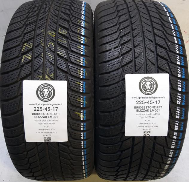 2 GOMME 225 45 17 BRIDGESTONE RFT A64555