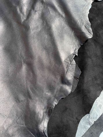 Pelle camoscio nero accoppiata – Sp. 1,7 - Foto 2